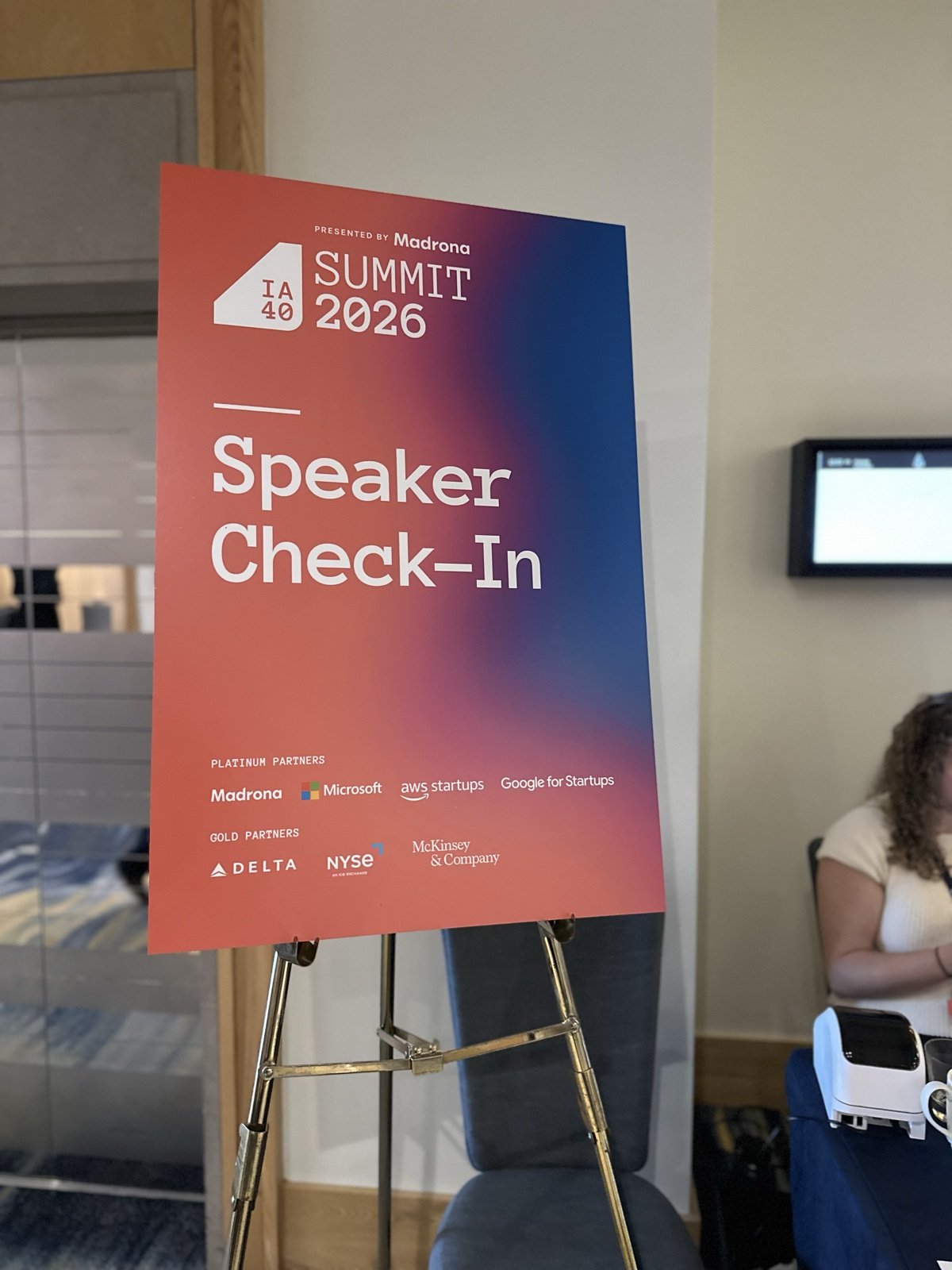 Speaker check-in sign