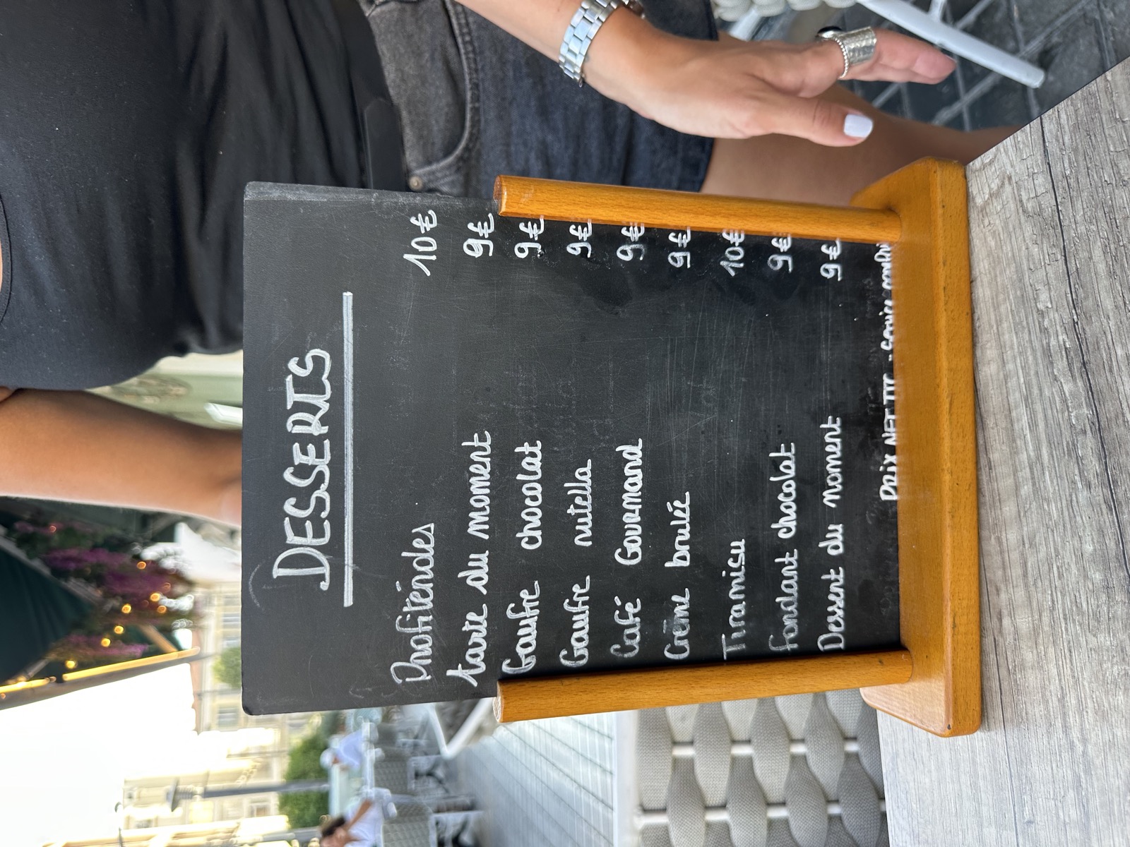 Le Cénac blackboard dessert menu