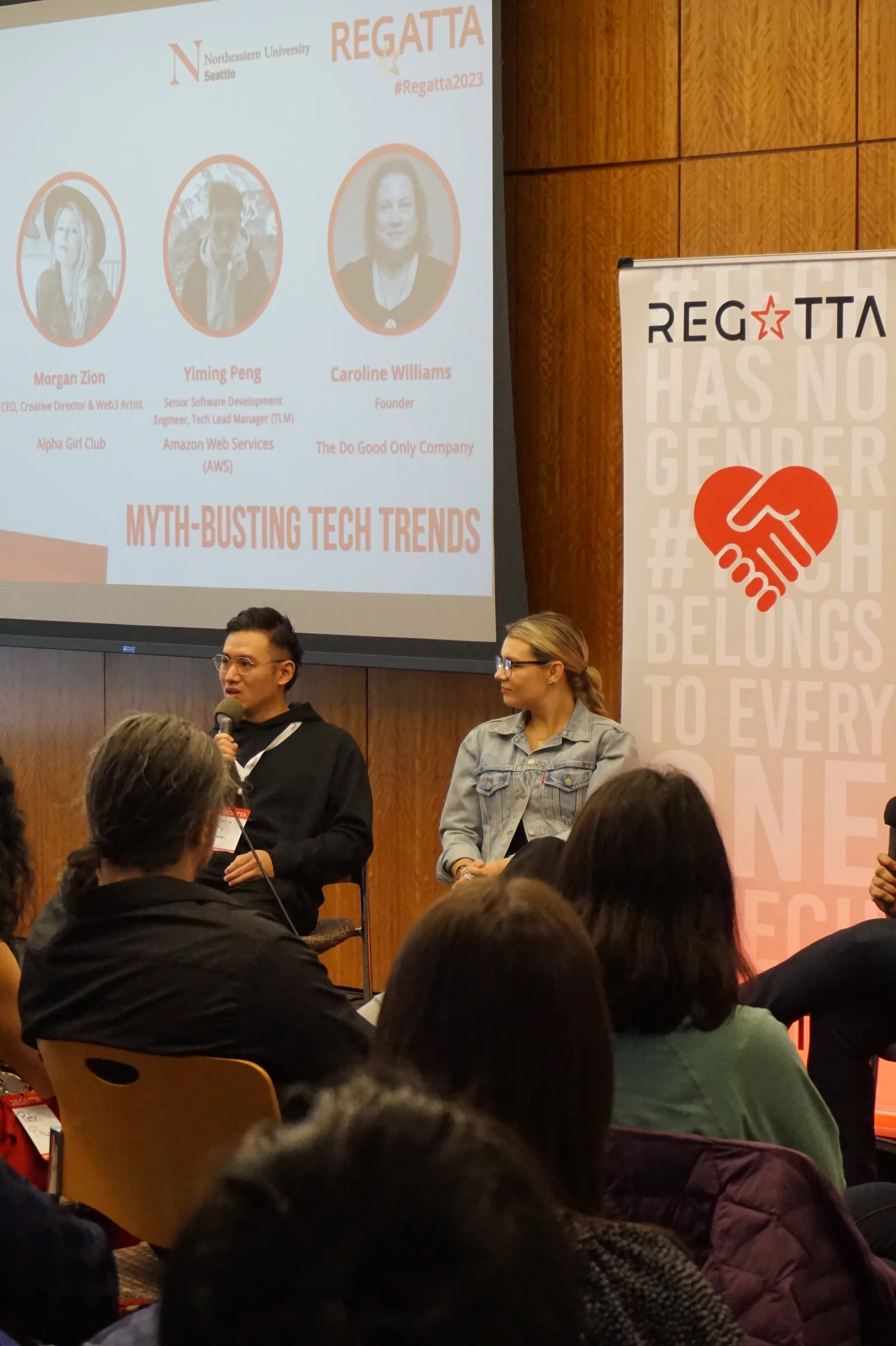 The Myth-Busting Tech Trends panel at the Seattle Women in Tech Regatta 2023.