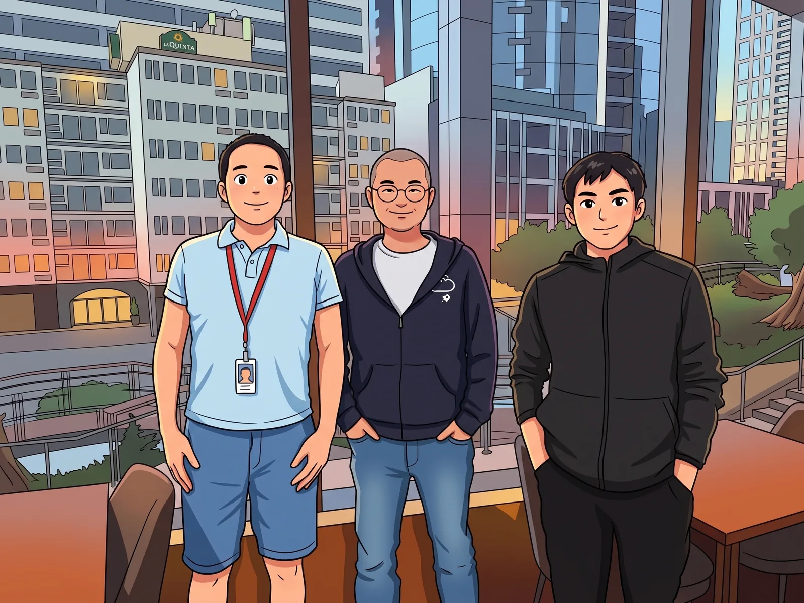 With Junjie Tang and Desmond Zhou at Amazon, 2023.